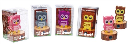 Owl sharpener and rubber